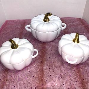 Martha Stewart inspired White Pumpkin Ceramic Baking Dishes - 3 sizes